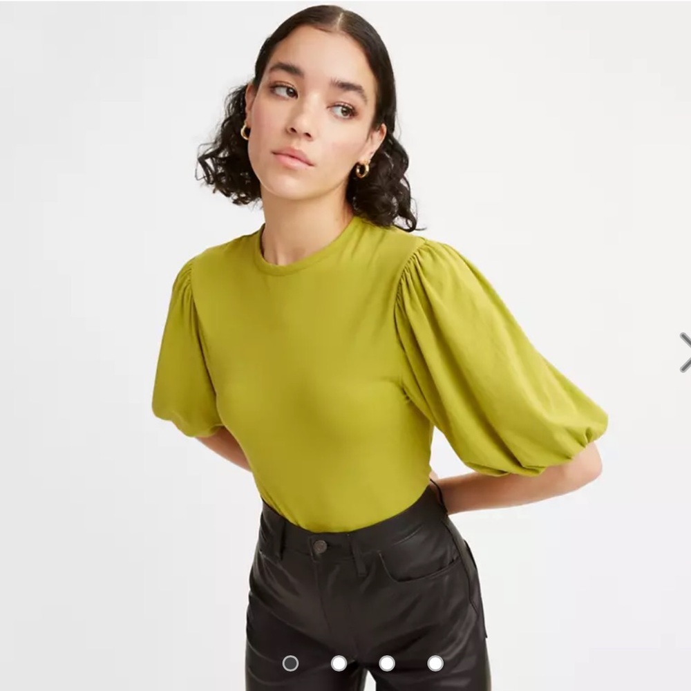Levi’s Bright Lime Green Capola Puff Sleeve Top